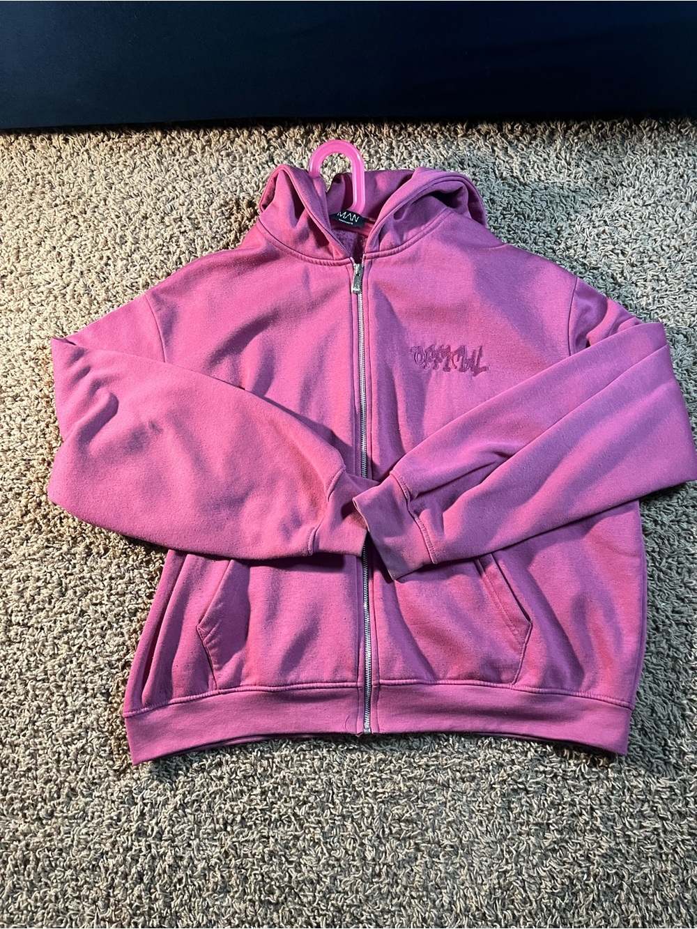 Men's Pink Full-Zip Hooded Sweater
